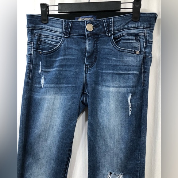 Democracy Absolution Booty Lift Jegging Blue Denim Stretch Distressed Size 4 - Picture 2 of 16